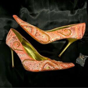 Steve Madden Pink and gold multi sequined heels, 7.5 M